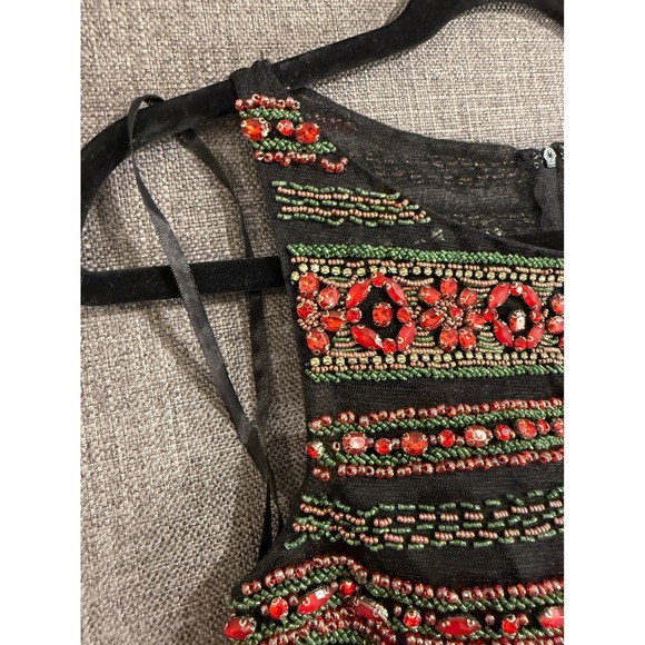 Embellished Jovani Beaded Crop Top & Floral Tulle Skirt Set Women's - Picture 11 of 16